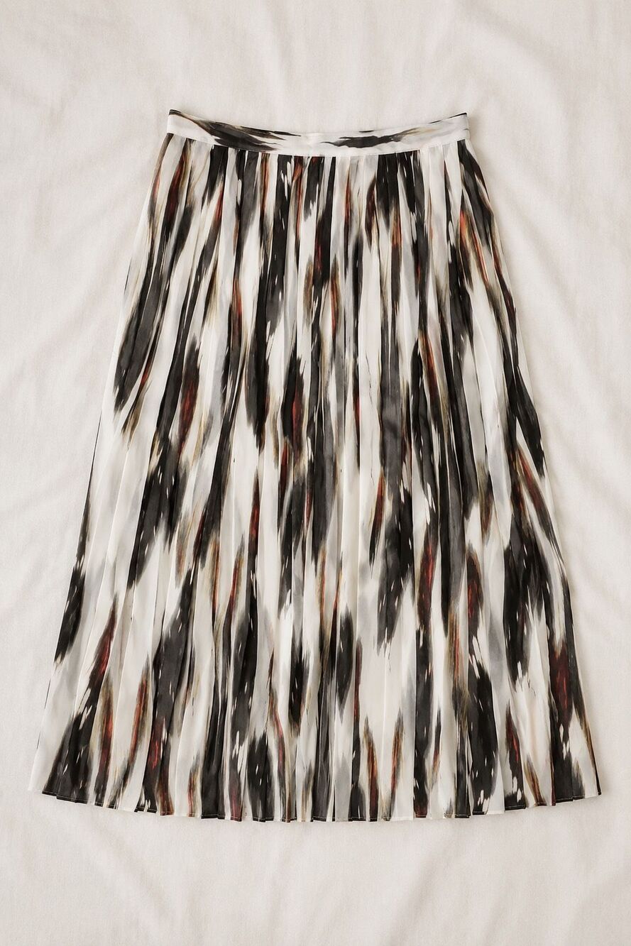 NWOT Banana Republic Abstract Print Pleated Midi Skirt Lined Size 6 D -3
